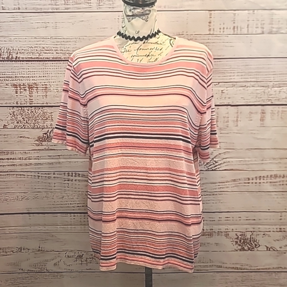 Sag Harbor stripped rayon knit top